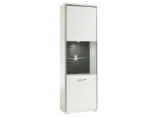 Vitrine >Trento I< in Weiß/Hochglanz aus Metall - 64x201x38cm (BxHxT)