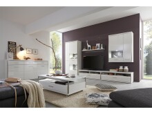 Vitrine >Trento I< in Weiß/Hochglanz aus Metall - 94x201x38cm (BxHxT)