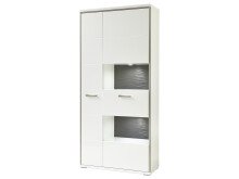 Vitrine >Trento I< in Weiß/Hochglanz aus Metall - 94x201x38cm (BxHxT)