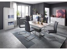 Vitrine >Trento I< in Weiß/Hochglanz aus Metall - 94x201x38cm (BxHxT)