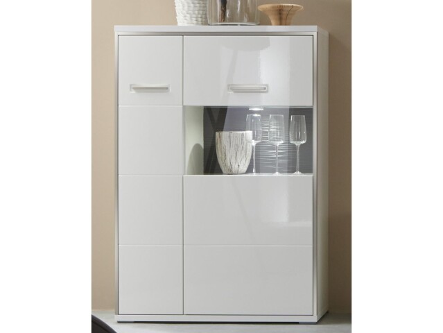 Highboard >Trento II< in Weiß/Hochglanz aus Metall - 94x137x38cm (BxHxT)