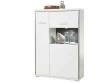 Highboard >Trento II< in Weiß/Hochglanz aus Metall - 94x137x38cm (BxHxT)