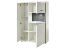 Highboard >Trento II< in Weiß/Hochglanz aus Metall - 94x137x38cm (BxHxT)