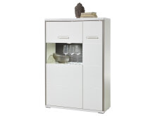 Highboard >Trento II< in Weiß/Hochglanz aus Metall - 94x137x38cm (BxHxT)