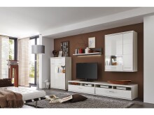 TV-Board >Trento< in Weiß-Hochglanz tiefzieh Nachbildung - 124x41x52 (BxHxT)