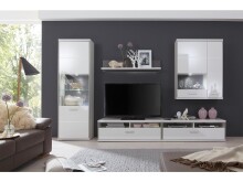 TV-Board >Trento< in Weiß-Hochglanz tiefzieh Nachbildung - 124x41x52 (BxHxT)