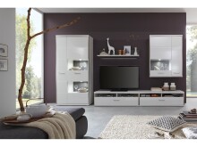 TV-Board >Trento< in Weiß-Hochglanz tiefzieh Nachbildung - 124x41x52 (BxHxT)