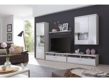 TV-Board >Trento< in Weiß-Hochglanz tiefzieh Nachbildung - 124x41x52 (BxHxT)