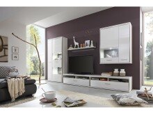 TV-Board >Trento< in Weiß-Hochglanz tiefzieh Nachbildung - 124x41x52 (BxHxT)