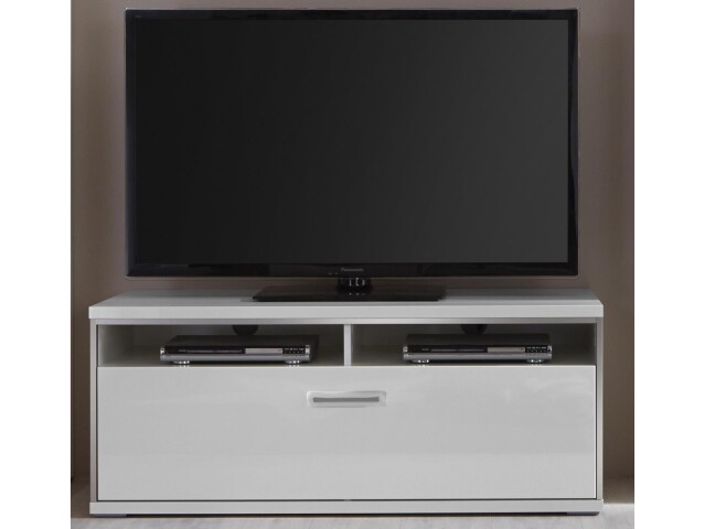 TV-Board >Trento< in Weiß-Hochglanz tiefzieh Nachbildung - 124x51x52 (BxHxT)