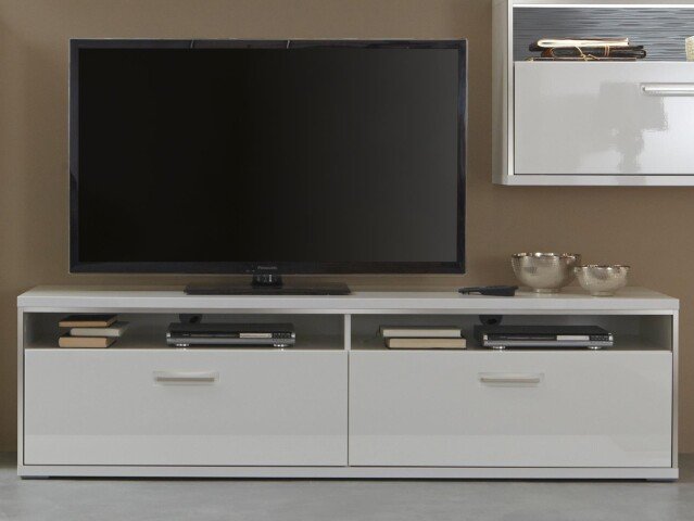 TV-Board >Trento< in Weiß-Hochglanz tiefzieh Nachbildung - 184x51x52 (BxHxT)