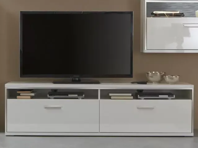 TV-Board >Trento< in Weiß-Hochglanz tiefzieh Nachbildung - 184x51x52 (BxHxT)