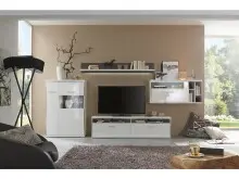 TV-Board >Trento< in Weiß-Hochglanz tiefzieh Nachbildung - 184x51x52 (BxHxT)