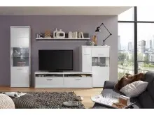TV-Board >Trento< in Weiß-Hochglanz tiefzieh Nachbildung - 184x51x52 (BxHxT)