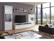 TV-Board >Trento< in Weiß-Hochglanz tiefzieh Nachbildung - 184x51x52 (BxHxT)