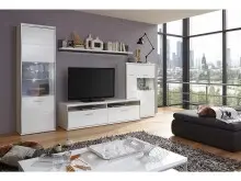 TV-Board >Trento< in Weiß-Hochglanz tiefzieh Nachbildung - 184x51x52 (BxHxT)
