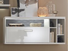 Hängeschrank >Trento II< in Weiß/Hochglanz aus Metall - 124x56x38cm (BxHxT)