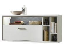 Hängeschrank >Trento II< in Weiß/Hochglanz aus Metall - 124x56x38cm (BxHxT)