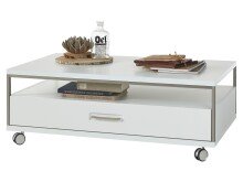 Couchtisch >Trento< in Weiß-Hochglanz tiefzieh Nachbildung - 115x40x70 (BxHxT)