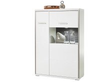 Wohnwand >Trento I< in Weiß/Hochglanz aus Metall - 381x183x52cm (BxHxT)