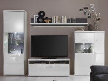 Wohnwand >Trento II< in Weiß/Hochglanz aus...