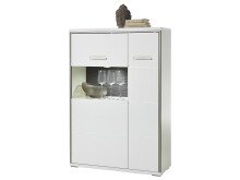 Wohnwand >Trento II< in Weiß/Hochglanz aus Metall - 301x201x52cm (BxHxT)