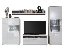 Wohnwand >Trento III< in Weiß/Hochglanz aus...