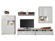 Wohnwand >Trento VI< in Weiß/Hochglanz aus...