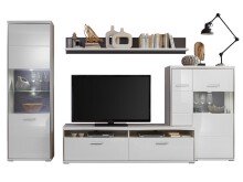 Wohnwand >Trento VII< in Weiß/Hochglanz aus...