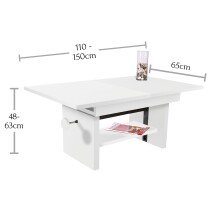 Couchtisch >Bruni< in Weiß - 150x48x65cm (BxHxT)
