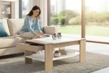 Couchtisch >Ariela I< in Sonoma-Eiche - 100x44x58cm (BxHxT)