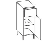 Unterschrank >Austin I< in grau aus Glas - 30x81x33cm (BxHxT)