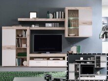 Wohnwand >Aguste I< in Weiß aus Glas -...