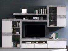 Wohnwand >Aguste< in Beton Weiß aus Glas -...