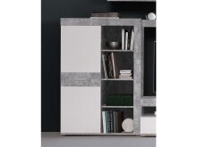 Wohnwand >Aguste< in Beton Weiß aus Glas - 300x200.9x41cm (BxHxT)