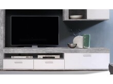Wohnwand >Aguste< in Beton Weiß aus Glas - 300x200.9x41cm (BxHxT)
