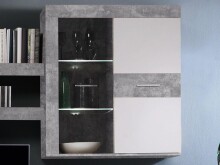 Wohnwand >Aguste< in Beton Weiß aus Glas - 300x200.9x41cm (BxHxT)