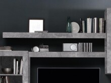 Wohnwand >Aguste< in Beton Weiß aus Glas - 300x200.9x41cm (BxHxT)