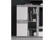 Wohnwand >Aguste< in Beton Weiß aus Glas - 300x200.9x41cm (BxHxT)