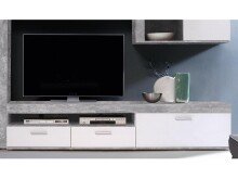 Wohnwand >Aguste< in Beton Weiß aus Glas - 300x200.9x41cm (BxHxT)