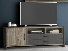 Wohnwand >Mercie I< in Schwarz aus Glas - 380,2x204,6x43,1cm (BxHxT)