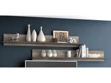 Wohnwand >Mercie I< in Schwarz aus Glas - 380,2x204,6x43,1cm (BxHxT)