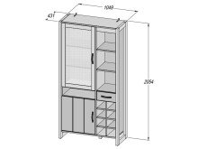 Wohnwand >Mercie I< in Schwarz aus Glas - 380,2x204,6x43,1cm (BxHxT)