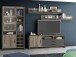 Wohnwand >Mercie I< in Schwarz aus Glas - 380,2x204,6x43,1cm (BxHxT)