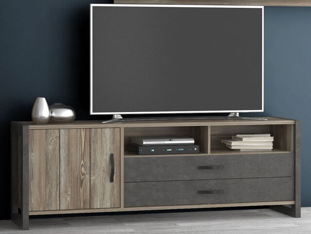 TV-Board >Mercie I< in Schwarz - 189,5x67,8x43,1cm (BxHxT)