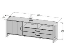 TV-Board >Mercie I< in Schwarz - 189,5x67,8x43,1cm (BxHxT)
