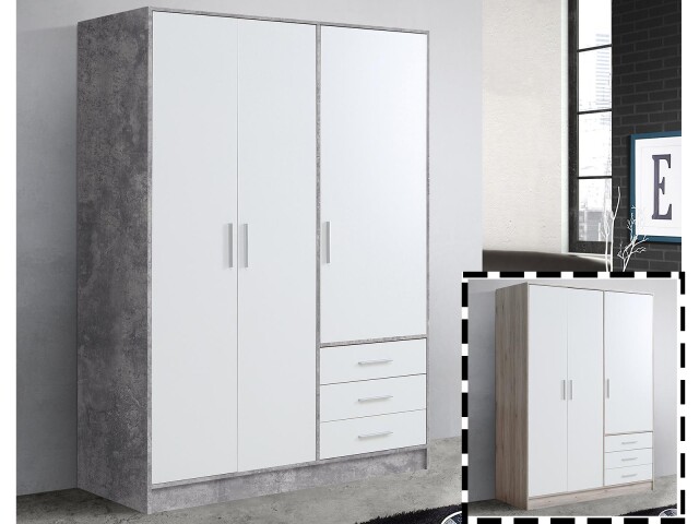 Kleiderschrank >Babbette I< in Weiß - 144,6x200x60cm (BxHxT)