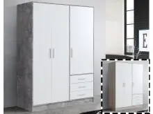 Kleiderschrank >Babbette I< in Weiß -...