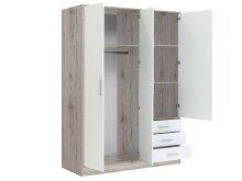 Kleiderschrank >Babbette I< in Weiß - 144,6x200x60cm (BxHxT)