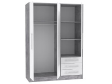 Kleiderschrank >Babbette< in Betonoptik - 144.6x200x60cm (BxHxT)